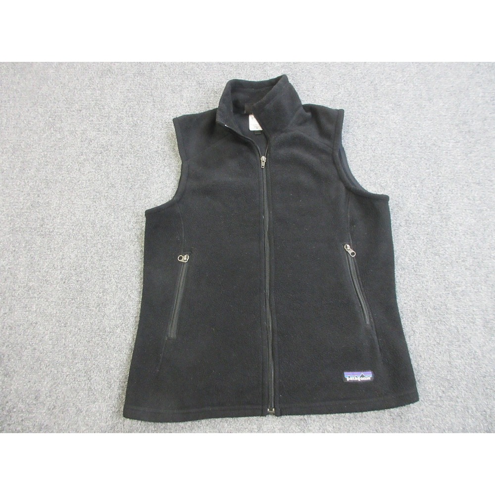 Patagonia Synchilla Vest Womens M Black Fleece Full Zip Pockets Warm Outdoor